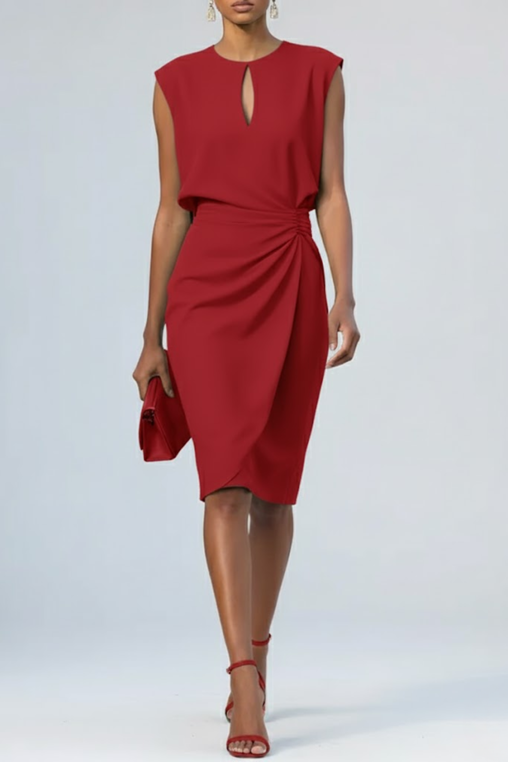 Robe midi à volants pour femme | Style élégant avec détails en forme de trou de serrure
