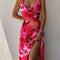 Robe femme à décolleté en V avec imprimé floral