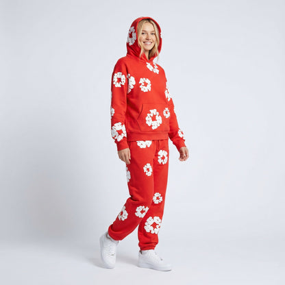 Ensemble de survêtement pour femme à imprimé floral | Sweat à capuche et joggers deux pièces