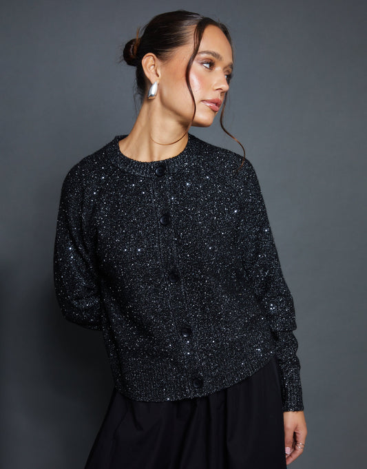 Cárdigan de punto para mujer con detalles brillantes