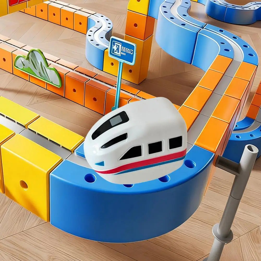 Jouet éducatif STEM avec voies modulaires et train à accumulateur | Enfants de plus de 3 ans
