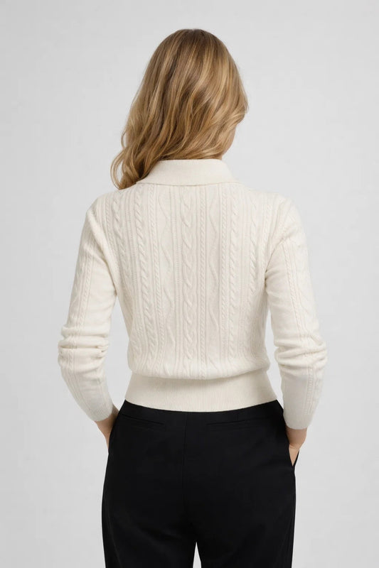 Cómoda prenda de punto para mujer con manga larga y cuello