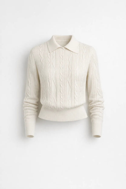 Pull confortable à manches longues avec col pour femme