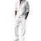 Men's Linen Style Two-Piece Set | Long Sleeve Shirt and Pants