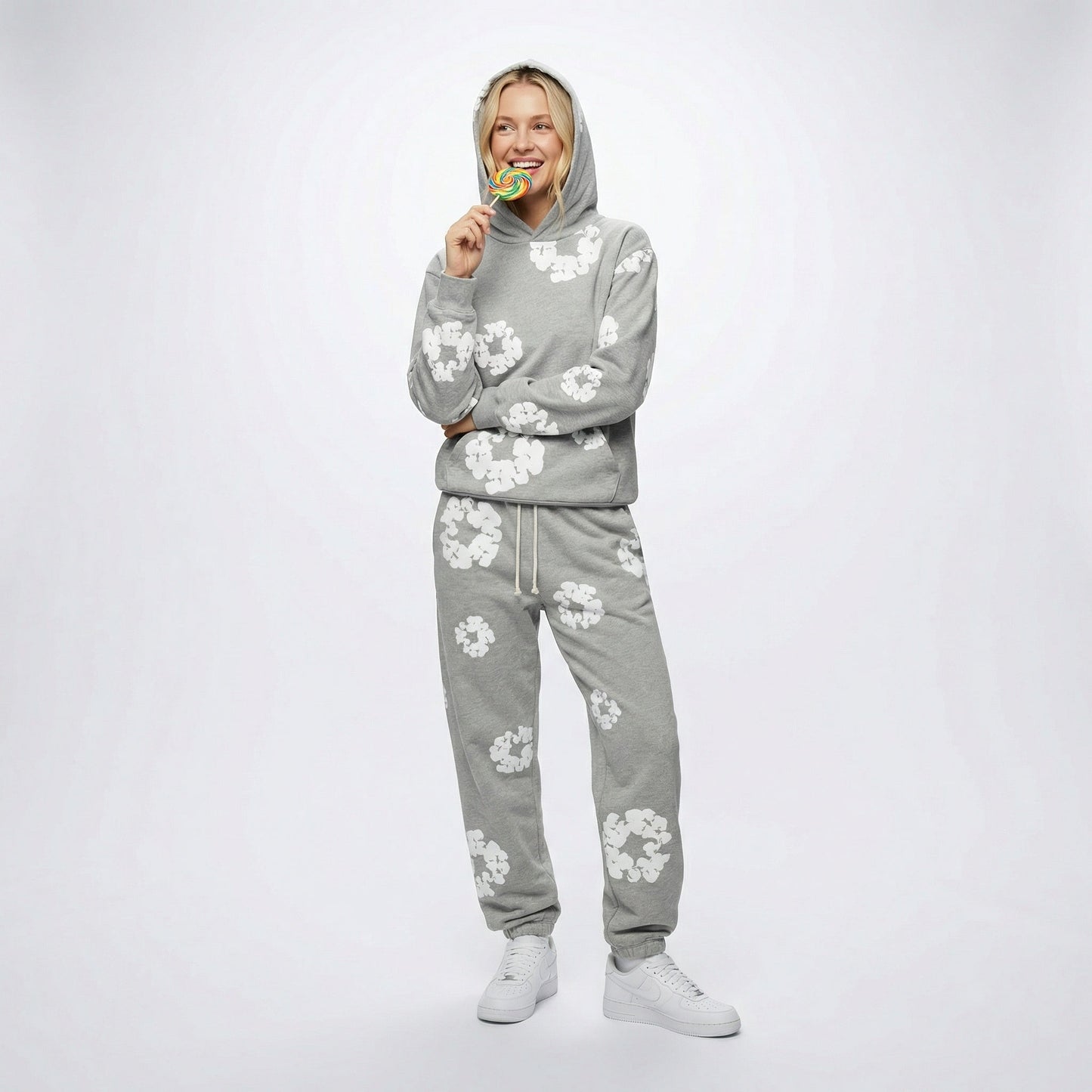 Ensemble de survêtement pour femme à imprimé floral | Sweat à capuche et joggers deux pièces
