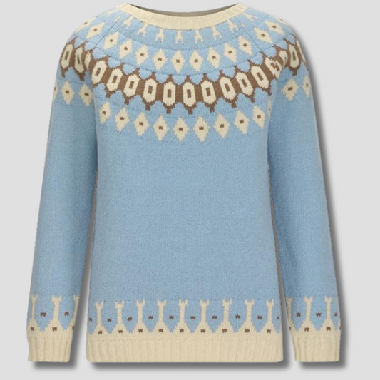Women's Sky Blue Nordic Sweater | Relaxed Fit