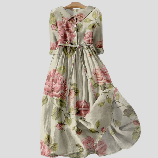 Vestido de mujer con solapas y estampado botánico | Vintage floral