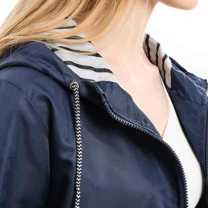 Damski Długi Wodoodporny Płaszcz Przeciwdeszczowy z Kapturem