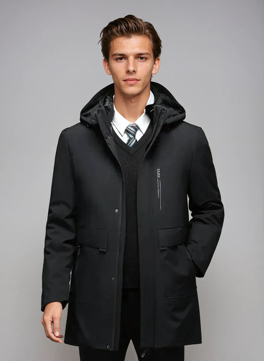 Parka de invierno impermeable para hombre con capucha y múltiples bolsillos