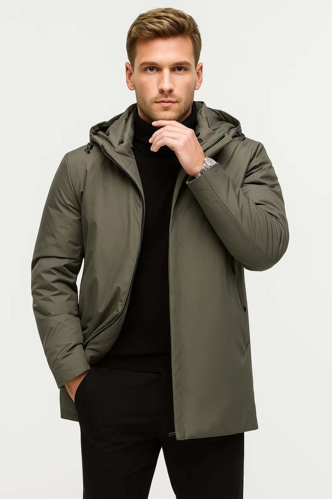 Ανδρικό Απλό Μπουφάν με Κουκούλα | Ζεστό Μπουφάν για Κάθε Εποχή του Χρόνου