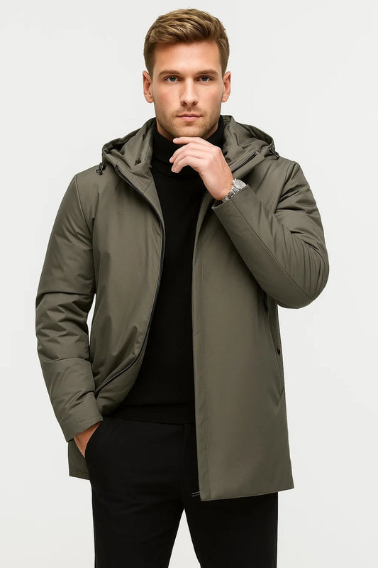 Chaqueta minimalista para hombre con capucha | Chaqueta cálida para todas las estaciones