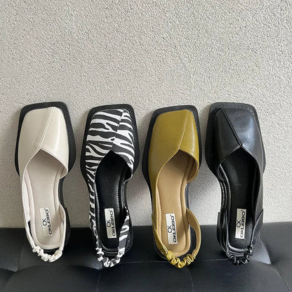 Vayla | Sandały damskie Slingback z kwadratowym noskiem - Unikalny projekt