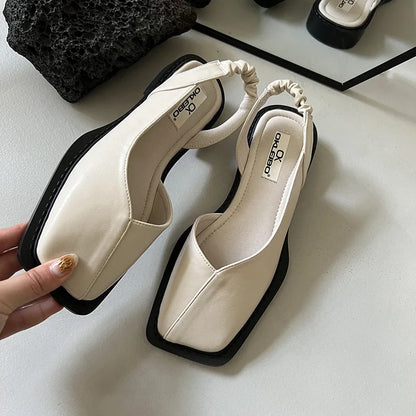 Vayla | Sandały damskie Slingback z kwadratowym noskiem - Unikalny projekt