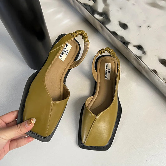 Vayla | Sandały damskie Slingback z kwadratowym noskiem - Unikalny projekt