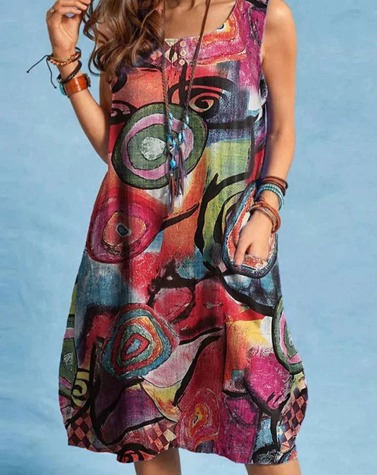 Fadeya | Kopertowa sukienka w stylu boho bez rękawów