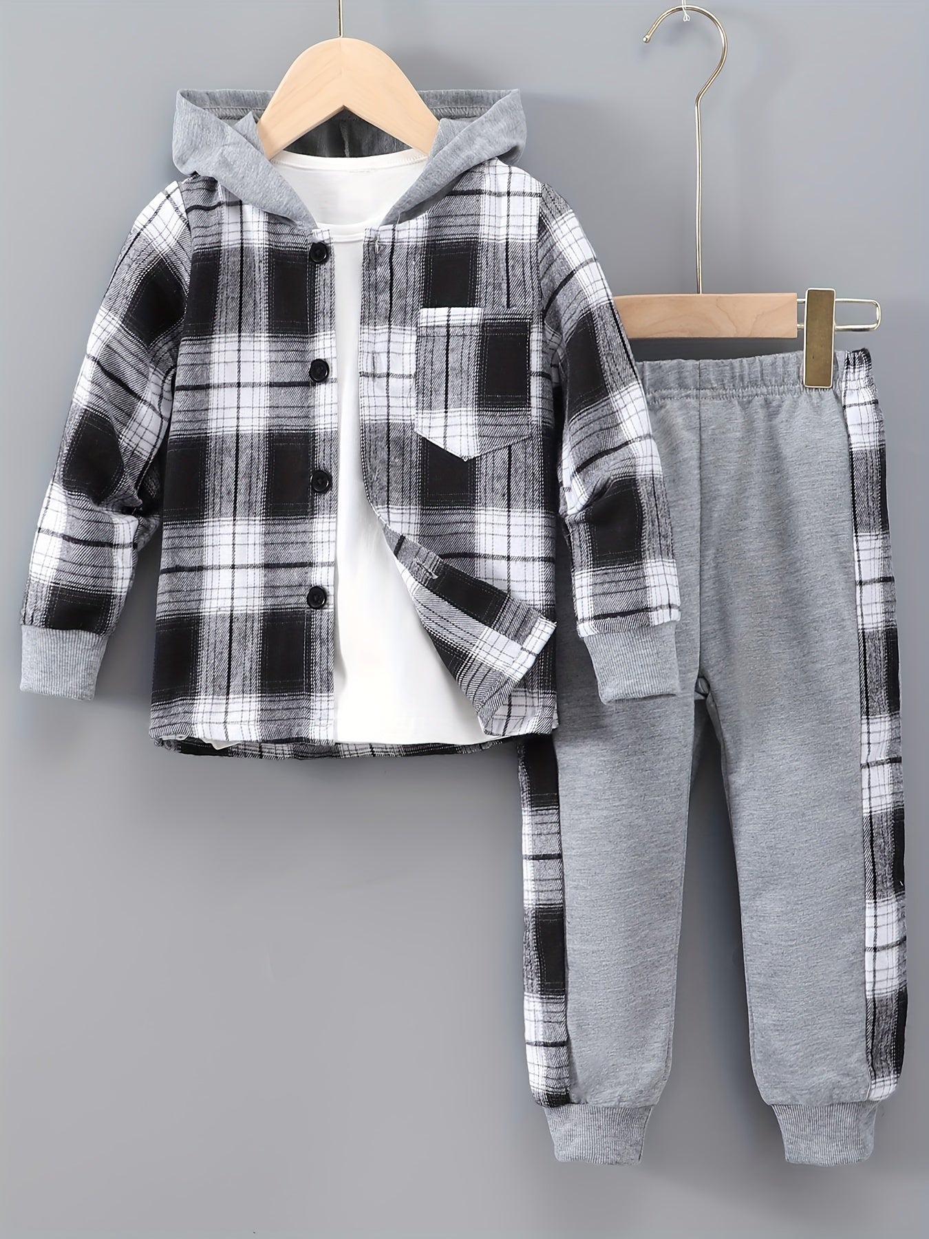 Boys' 2-Piece Lounge Set | Checked Sweatshirt and Sweatpants