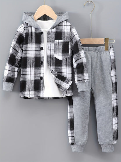 Boys' 2-Piece Lounge Set | Checked Sweatshirt and Sweatpants