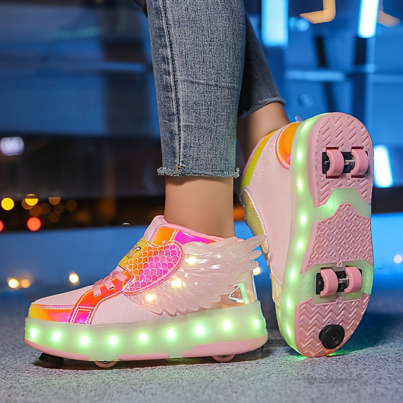 Chaussures LED à roulettes pour filles | Patins lumineux pour filles