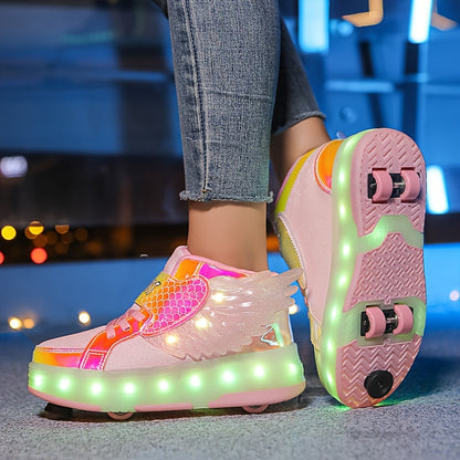 Chaussures LED à roulettes pour filles | Patins lumineux pour filles