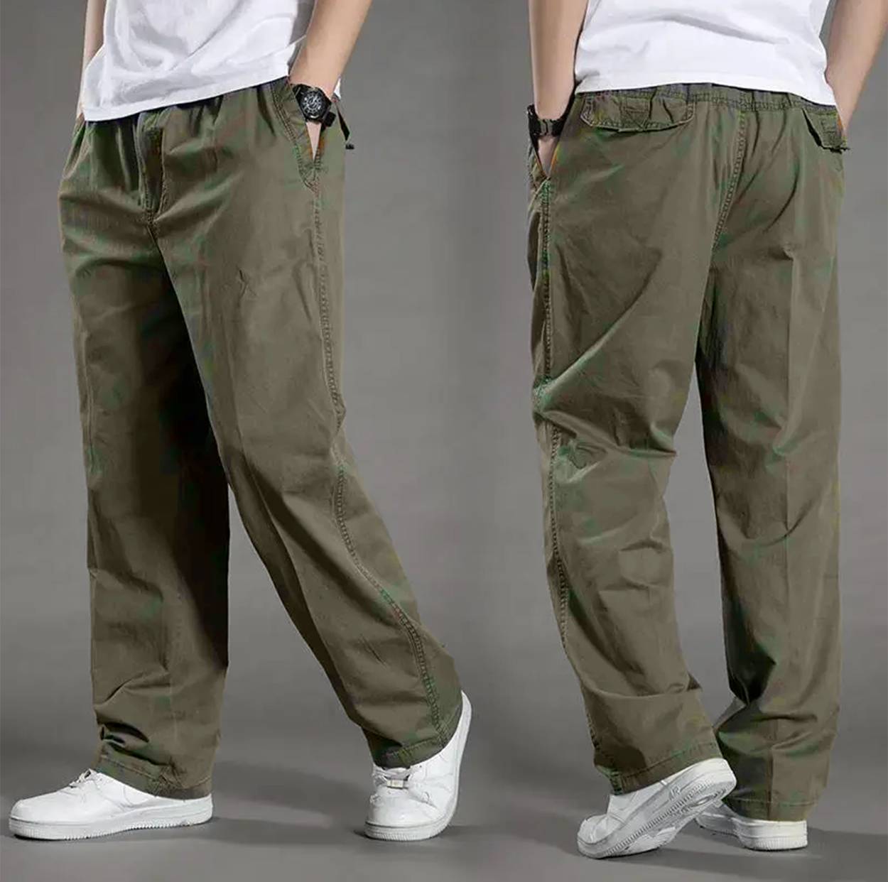 Pantalones masculinos casuales para todo el año con bolsillos