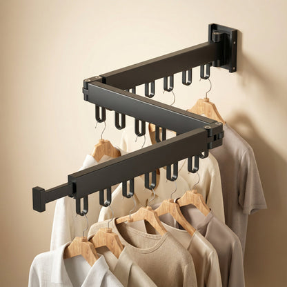 Uscător de rufe extensibil pentru montare pe perete | Design pliabil, care economisește spațiu