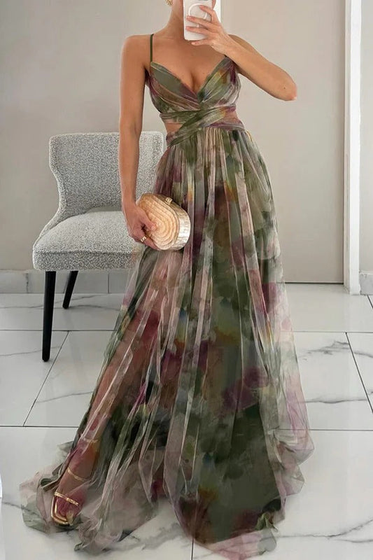 Floral Maxi Dress for Women | V-Neck Style for Wedding Guests