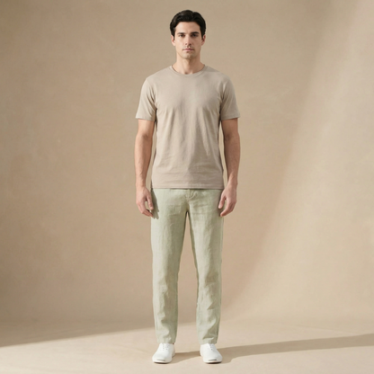 Pantaloni bărbătești în stil de in | Respirabili, cu talie elastică, croială de vară