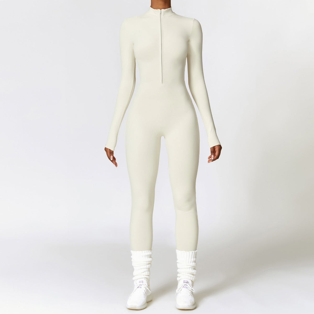 Combinaison pour femme à fermeture éclair | Vêtement de sport extensible sculptant la silhouette