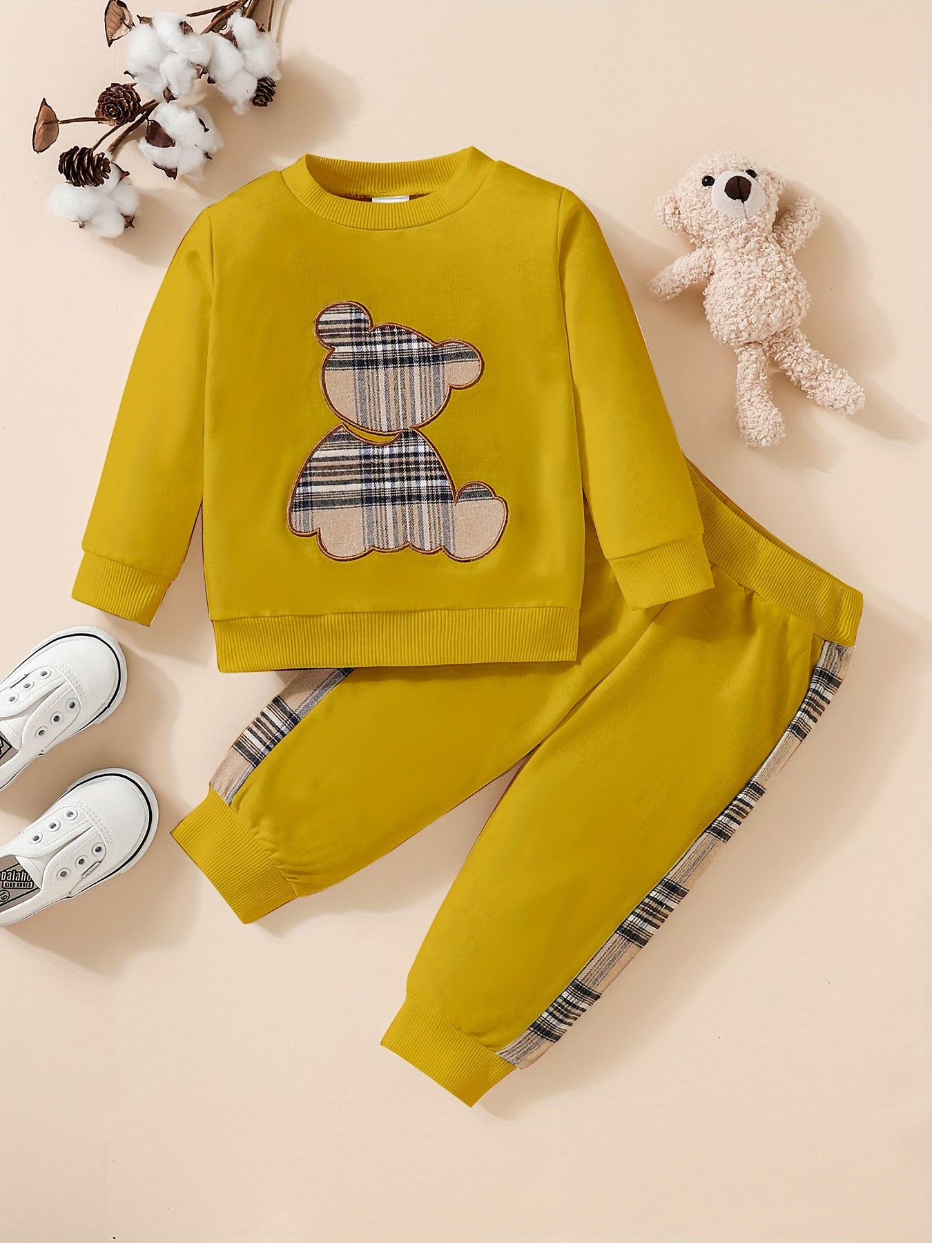 2-Częściowy Zestaw dla Maluchów | Bluza i Spodnie z Haftem Niedźwiedzia