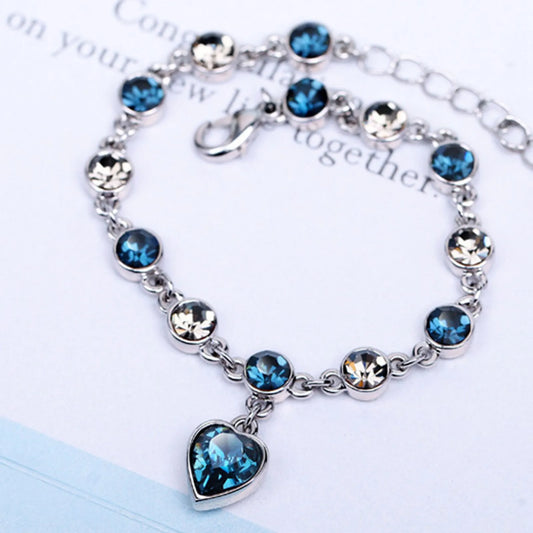 Luna | Pulsera ajustable de plata con cristales