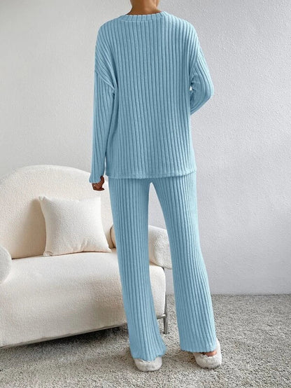 Women's Knitted Pants and Sweater Set
