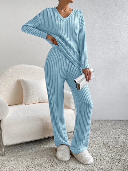 Women's Knitted Pants and Sweater Set