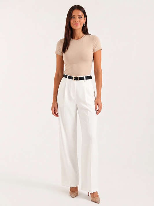 Pantalones de mujer con talle alto y piernas anchas