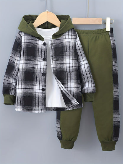Boys' 2-Piece Lounge Set | Checked Sweatshirt and Sweatpants