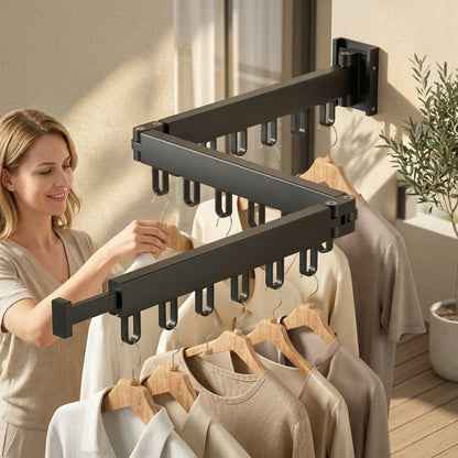 Uscător de rufe extensibil pentru montare pe perete | Design pliabil, care economisește spațiu