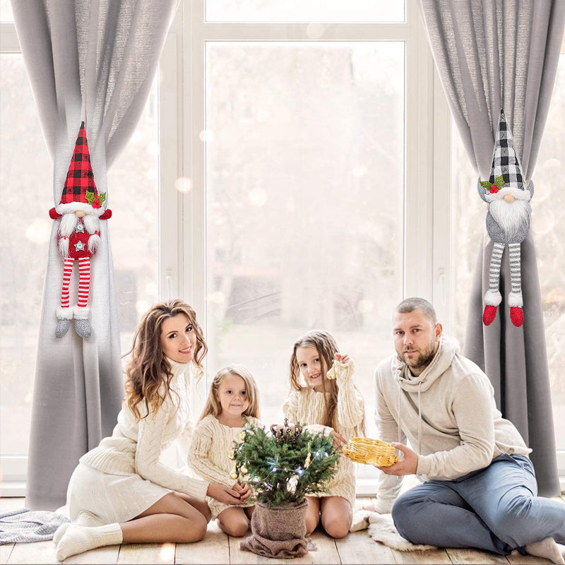 Christmas Curtain Ties | Santa and Snowman Christmas Pattern