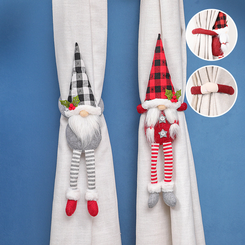 Christmas Curtain Ties | Santa and Snowman Christmas Pattern