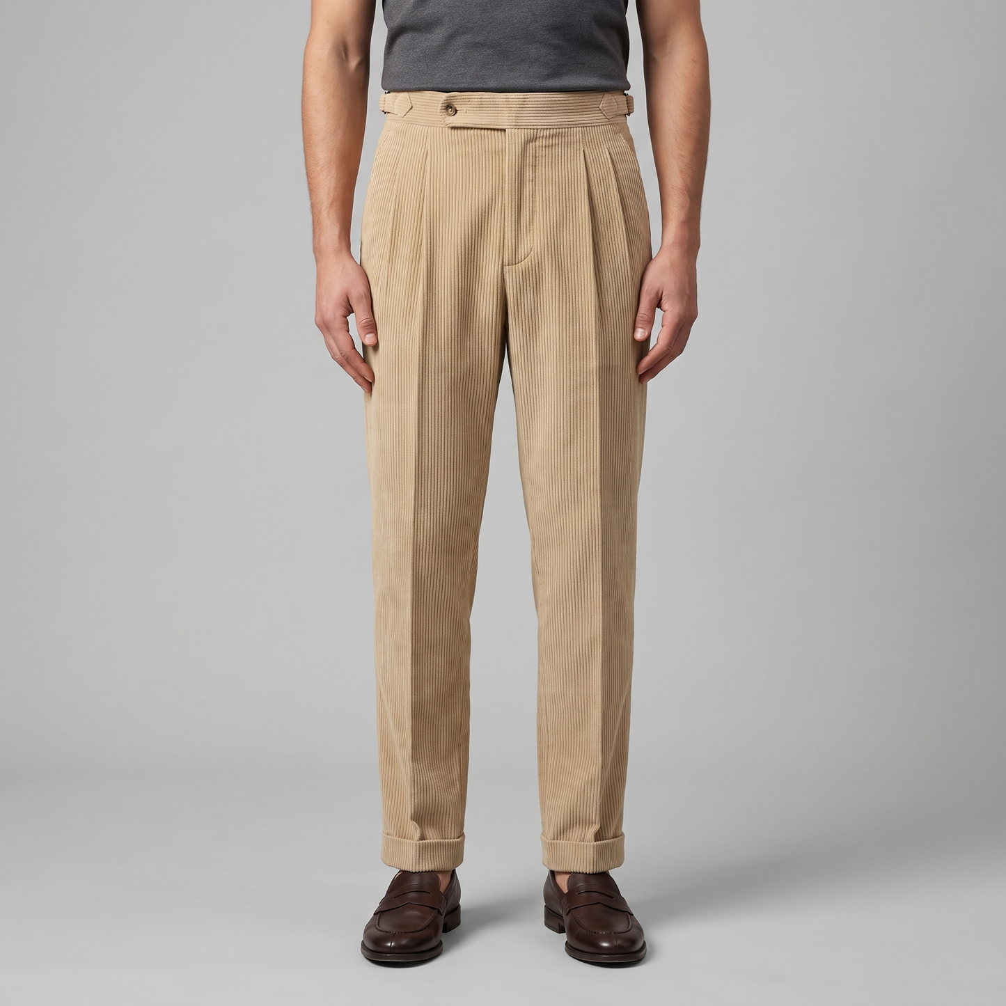Pantalon homme à plis style velours côtelé | Coupe ajustée smart casual