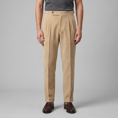 Pantalon homme à plis style velours côtelé | Coupe ajustée smart casual