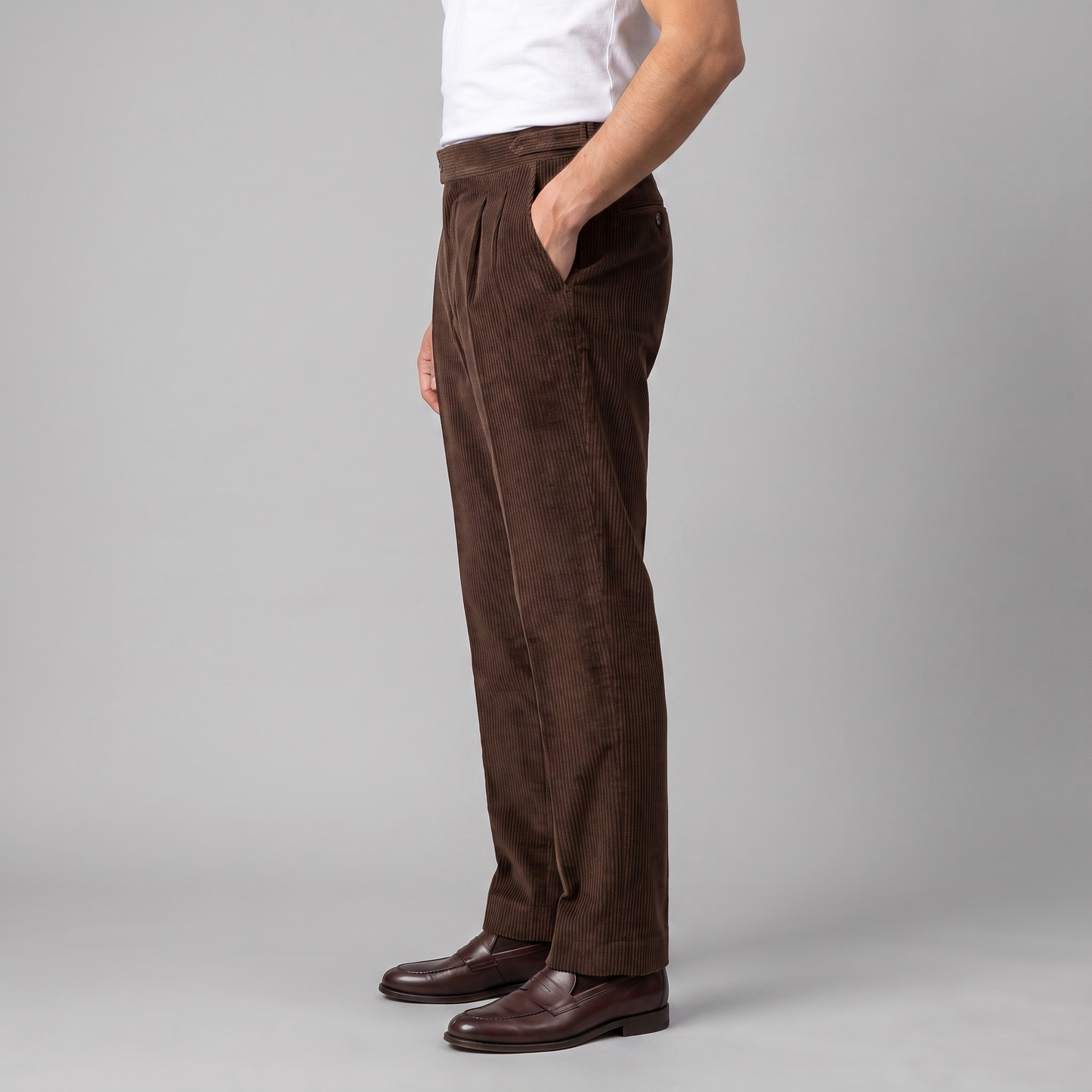 Pantalon homme à plis style velours côtelé | Coupe ajustée smart casual
