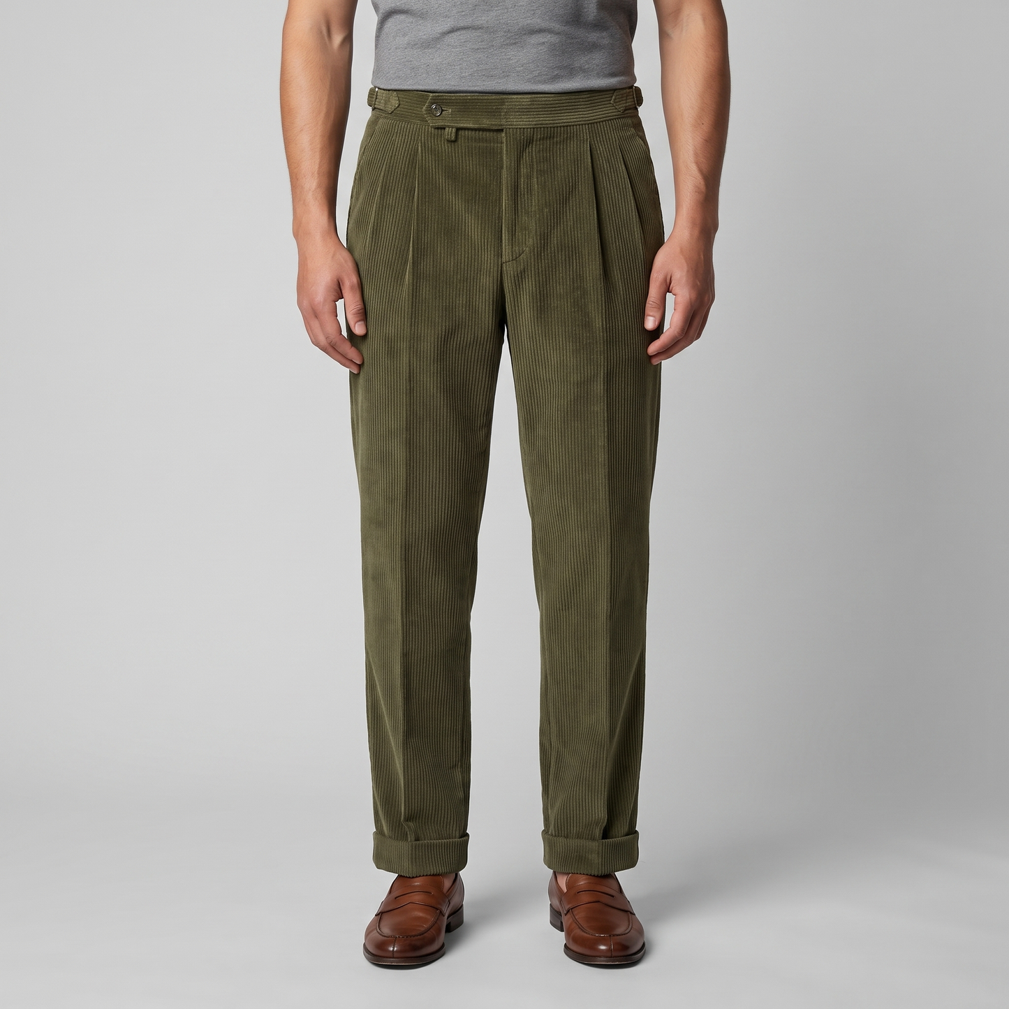 Pantalon homme à plis style velours côtelé | Coupe ajustée smart casual