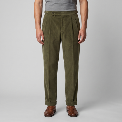 Pantalon homme à plis style velours côtelé | Coupe ajustée smart casual