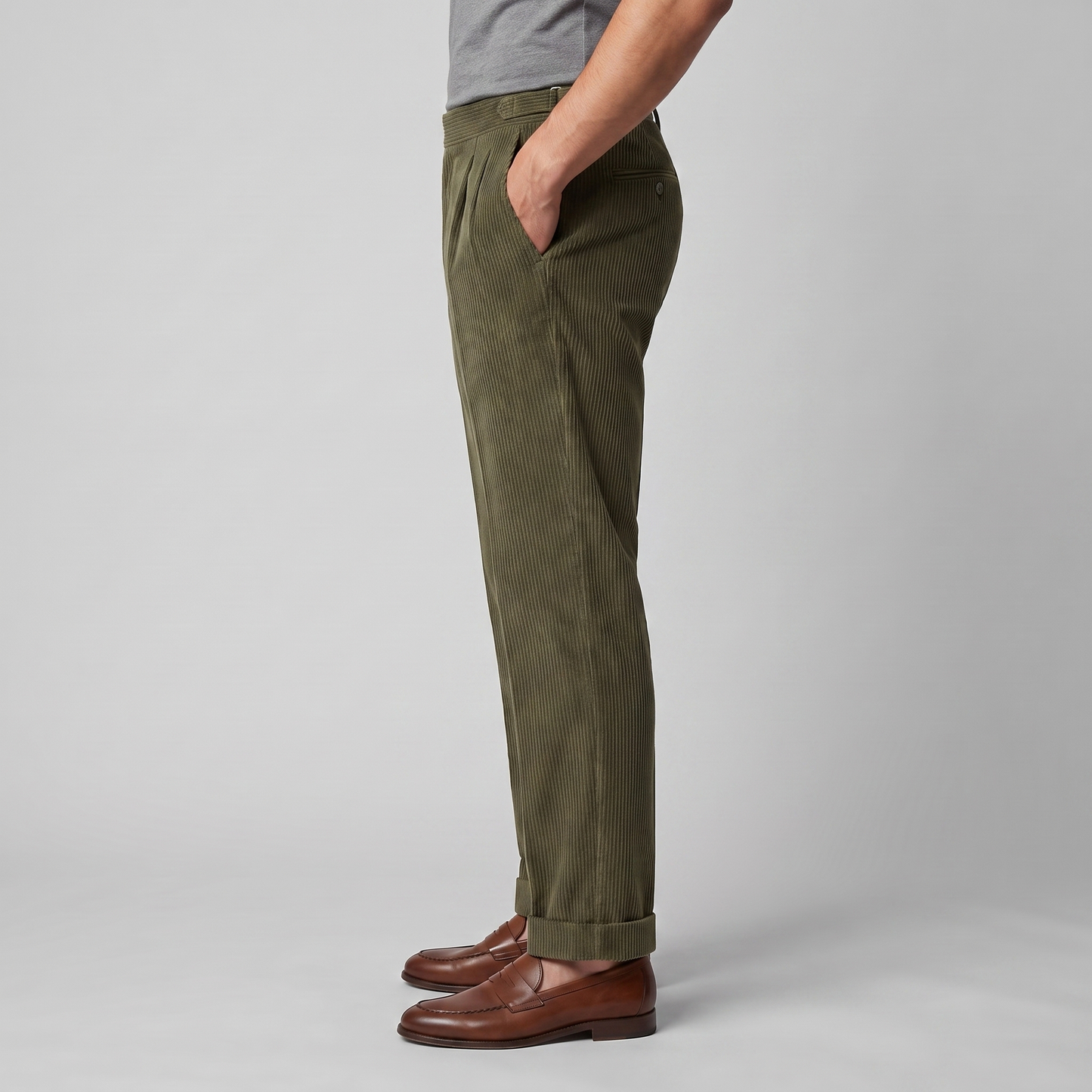 Pantalon homme à plis style velours côtelé | Coupe ajustée smart casual