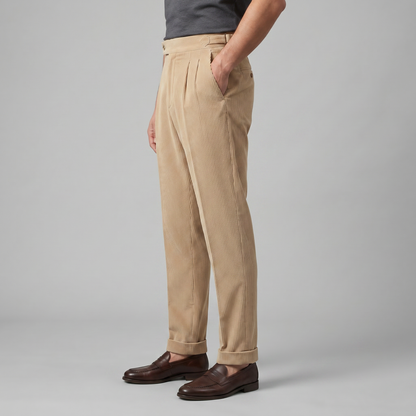 Pantalon homme à plis style velours côtelé | Coupe ajustée smart casual