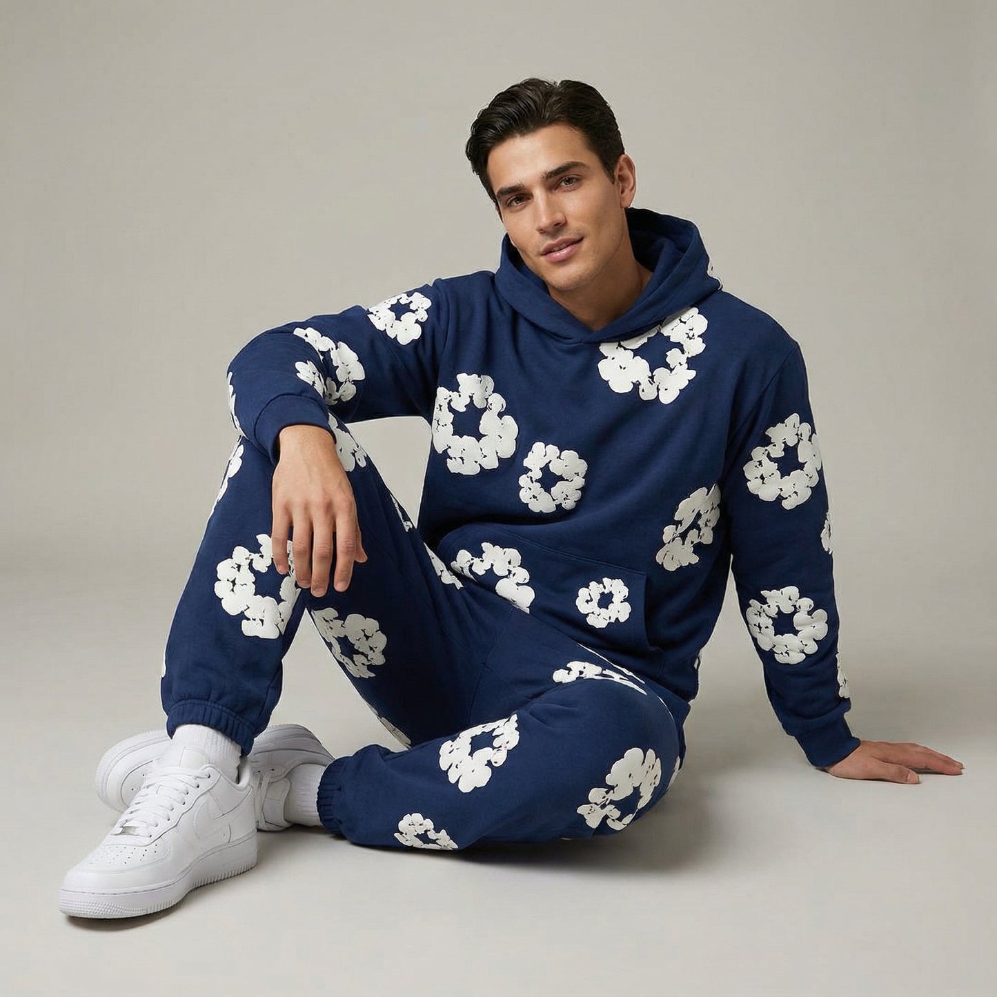 Męski Dres W Kwiatowy Nadruk | Zrelaksowany Komfort Dwuczęściowy