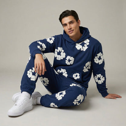 Męski Dres W Kwiatowy Nadruk | Zrelaksowany Komfort Dwuczęściowy