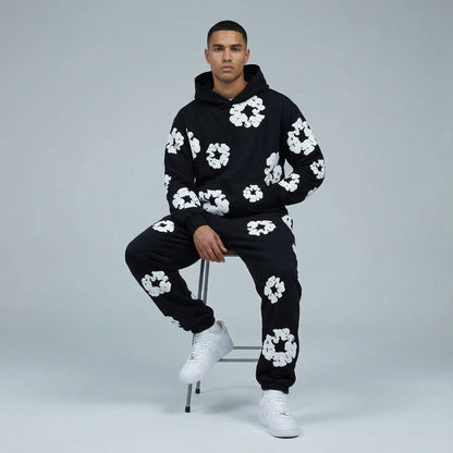 Męski Dres W Kwiatowy Nadruk | Zrelaksowany Komfort Dwuczęściowy