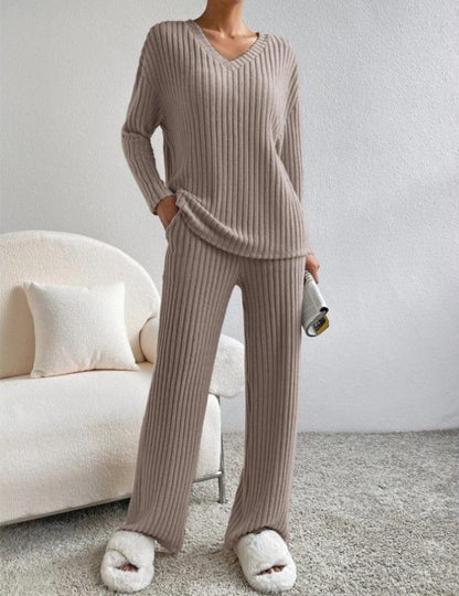 Women's Knitted Pants and Sweater Set