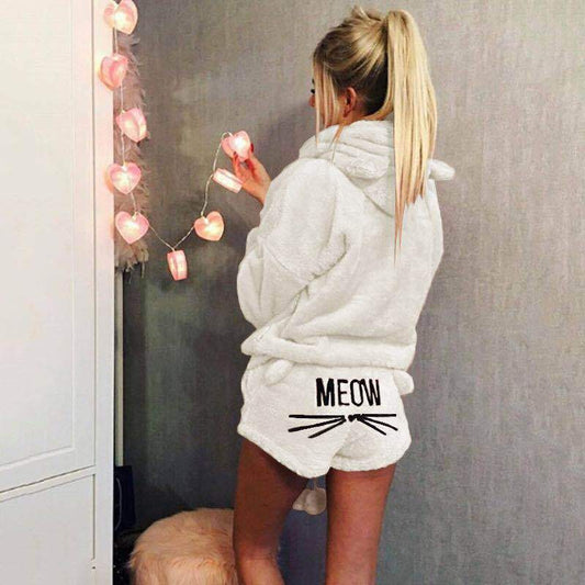 Conjunto de pijamas para mujer de polar extremadamente cómodo Meow