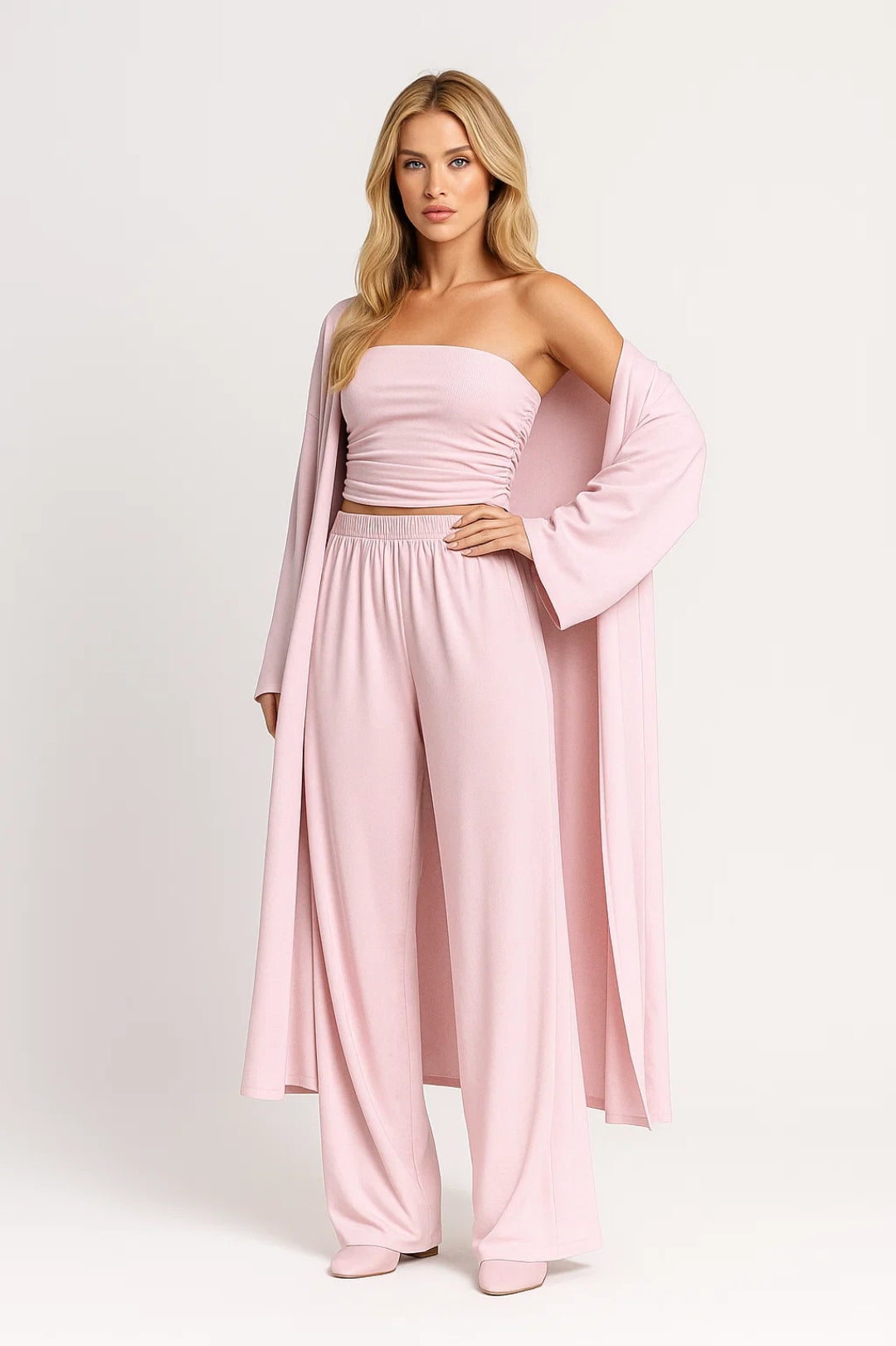 Women's Three-Piece Strapless Top and Pants Set